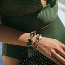 Load image into Gallery viewer, Gold &amp; Olive Silk Scrunchie &amp; Bangle Band Set