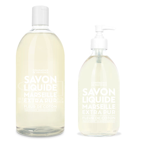 Liquid Marseille Soap & Refill Set - Cotton Flower