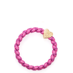 Woven Gold Heart - Bubblegum Pink