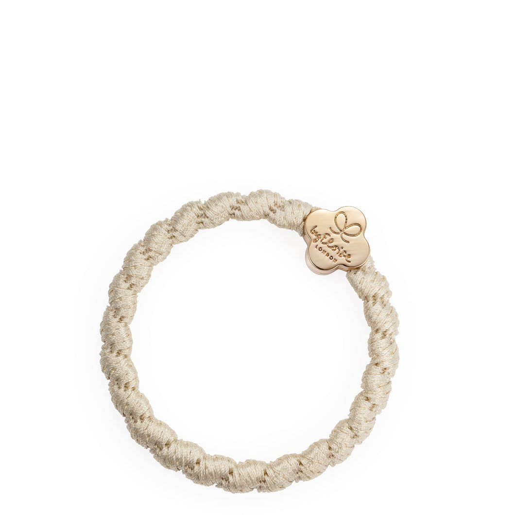 Woven Gold Quatrefoil - Cream White